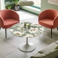 thumbnail image 4 of Watercolor Flowers Elastic Fitted Round Table Cover White Flowers Waterproof Outdoor Tablecloth for Holiday Party, Picnic, Patio & Dining Fits Tables Up to 45"-54", 4 of 8
