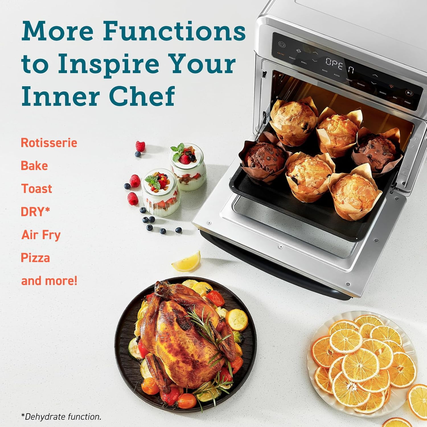 COSORI Air Fryer Toaster Oven, 13 Qt Airfryer Fits 8" Pizza, 11-in-1 Functions, CAF-R121-SUS, Silver