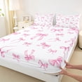 thumbnail image 3 of Homewish Kawaii Pink Bowknot Queen Sheet Sets for Girl, Cute Cartoon Ribbon Flat Sheet, Princess Style Queen Fitted Sheet, Breathable Home Decor, 4-Piece, 3 of 7