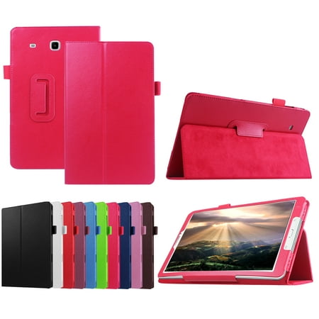 Dteck Folio Case For Samsung Galaxy Tab E 9.6, Slim Leather Lightweight Stand Cover For Tab E/Tab E Nook 9.6-Inch Tablet(SM-T560/T561/T565 & SM-T567V Verizon 4G LTE Version) - rose