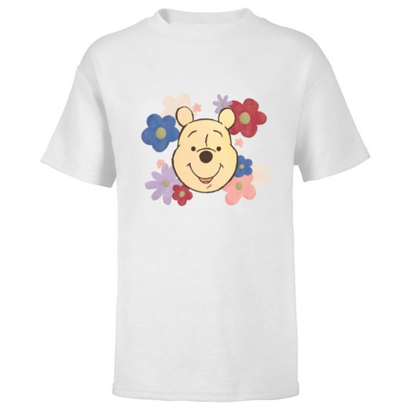 Disney Winnie the Pooh and Flowers Too - Short Sleeve T-Shirt for Kids - Customized-White