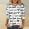 thumbnail image 4 of Hauts pour Femmes T-Shirt à Manches 3/4 à Imprimé Cœur de la Saint-Valentin à Col Rond Noir P, 4 of 6