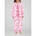 thumbnail image 3 of Mommy and Me Matching Pajamas, Bow/Heart Print Tie Front Long Sleeve Tops and Long Pants Set Family Matching Sleepwear, 3 of 5