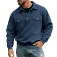 thumbnail image 2 of Fnnxeal Mens Polo Shirts Long Sleeve Fleece Collar Fall Winter Casual Dark Blue Polo Shirts for Men Size M, 2 of 5