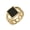 Gold Onyx, variant on Stainless Steel Cuban Link Ring Square Gemstone Signet Edgy Statement Jewelry for Streetwear & Daily Wear Silver Onyx Size 9