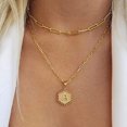 thumbnail image 2 of Collares con iniciales en capas para mujer, collar de cadena con clip, hexag simple y lindo, 2 of 5