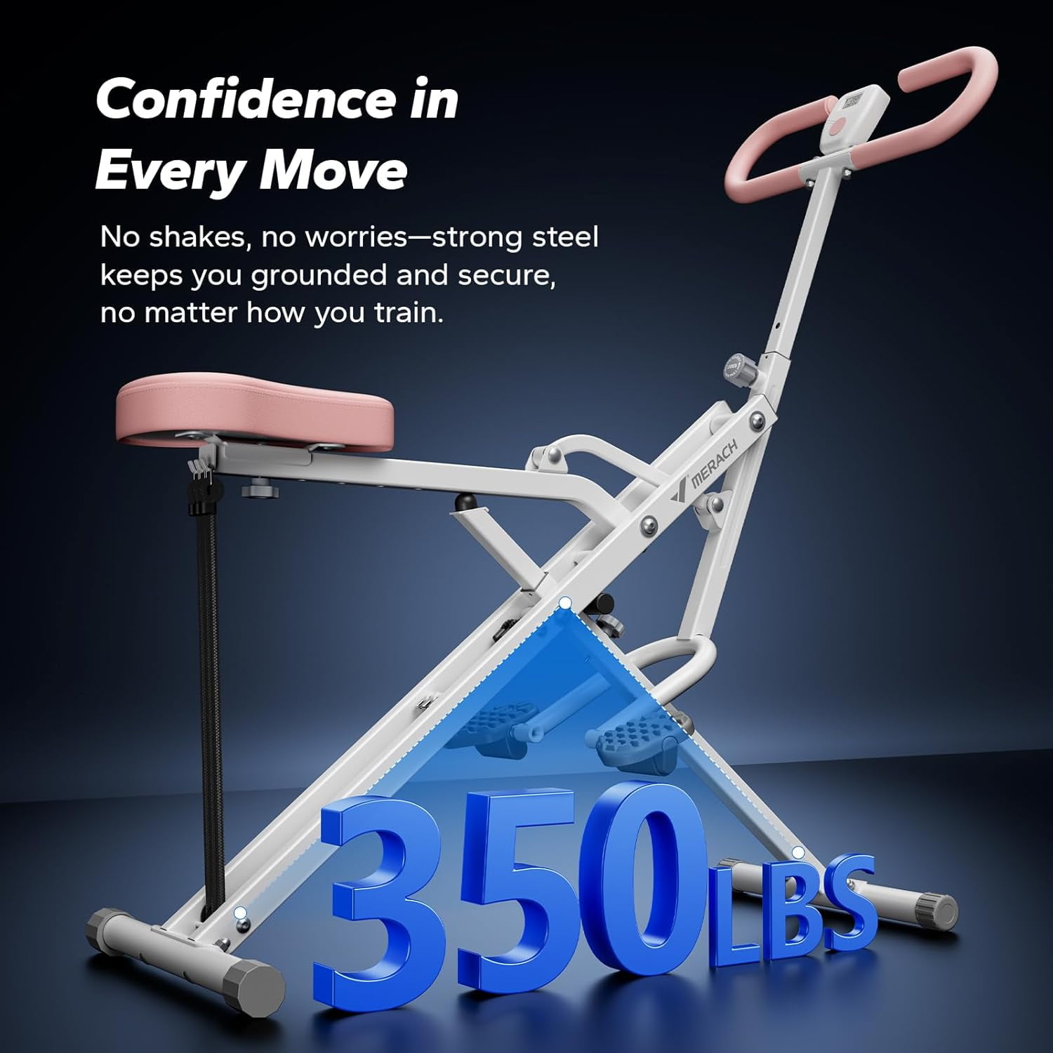 2 in 1 Squat Rowing Machine, Foldable Full Body Workout Equipment with LCD Display & Resistance Bands