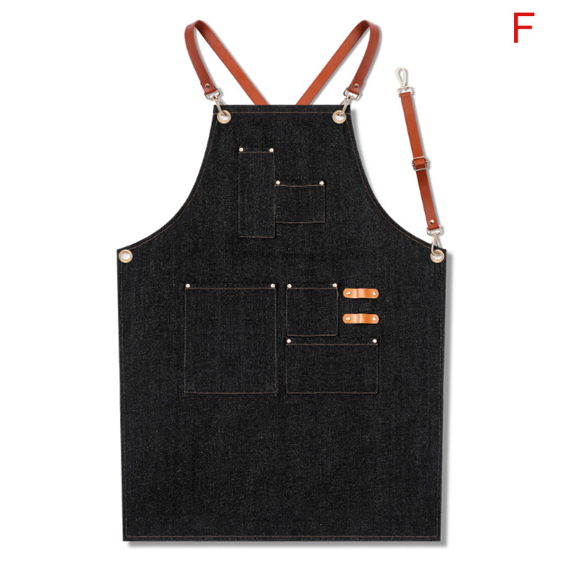 Denim Apron Strap Bib Apron Barista Bartender BBQ Chef Uniform Workwear