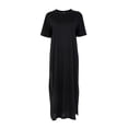 thumbnail image 2 of Women Sexy Side High Slit Short Sleeves Black Party Evening Dress, 2 of 3