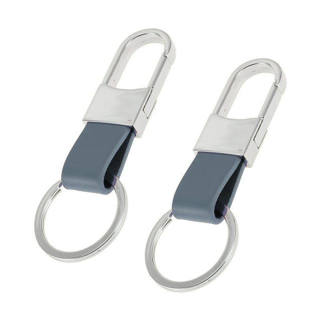 Llavero de Bargains Únicos, llavero universal con anillo para llaves, llaveros de cuero y metal, tono plateado, azul claro, 2 piezas