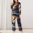 thumbnail image 2 of Lsque Astronaut Cat Pattern Long Sleeve Pajama Set for Women - Soft 2-Piece Sleepwear and Loungewear Set with Pockets, Comfy Nightwear-Large, 2 of 7