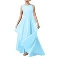 thumbnail image 2 of XXWXYD Girls Casual Sleeveless Flared A-Line Dress Solid Color Tight Fitting, Long Maxi Dresses for Kids Par𝗍y Outfit, Elegant Floor Length Dress Fashion Girls Clothing, 2 of 6