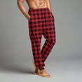 thumbnail image 4 of Domuza Pajamas for Men Pants Plaid Comfy Loose Elastic Drawstring Jogger Sleep Pants Lightweight Casual Soft Lounge Pjs Trousers with Pockets Red M, 4 of 9