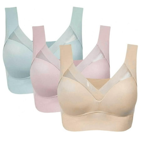 

3pcs Vest Type Bra Yoga Sports Bra Lady Summer Thin Section Bra Gym Activewear Bra Full Cup Bra Wirefree Bra Widen Shoulder Strap Daily Bralette Women Seamless Underwear