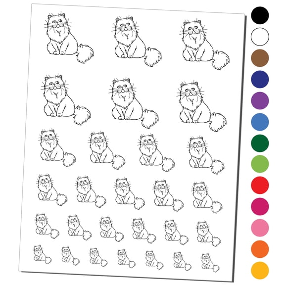 Gentle Persian Cat Water Resistant Temporary Tattoo Set Fake Body Art Collection - Light Green