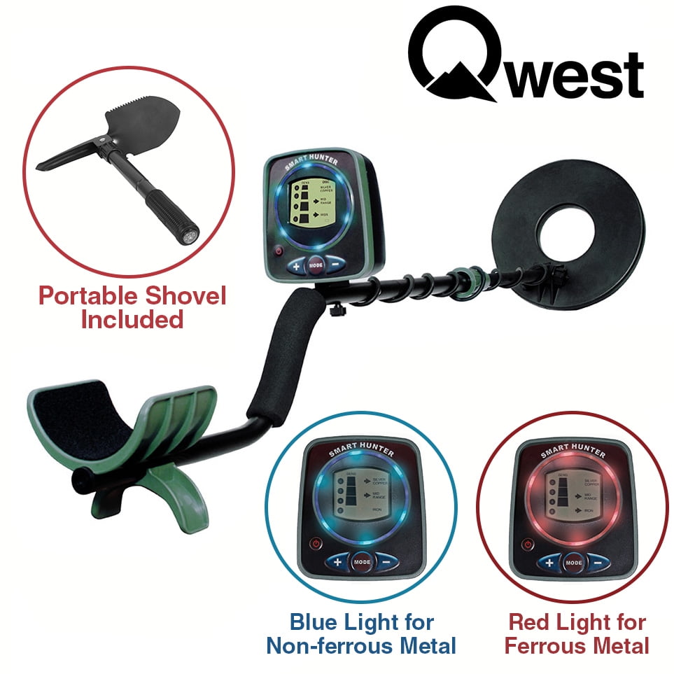 Dual LED 50" Metal Detector Kit w Shovel Scoop Treasure Hunter Waterproof Coil by Crosslinks
