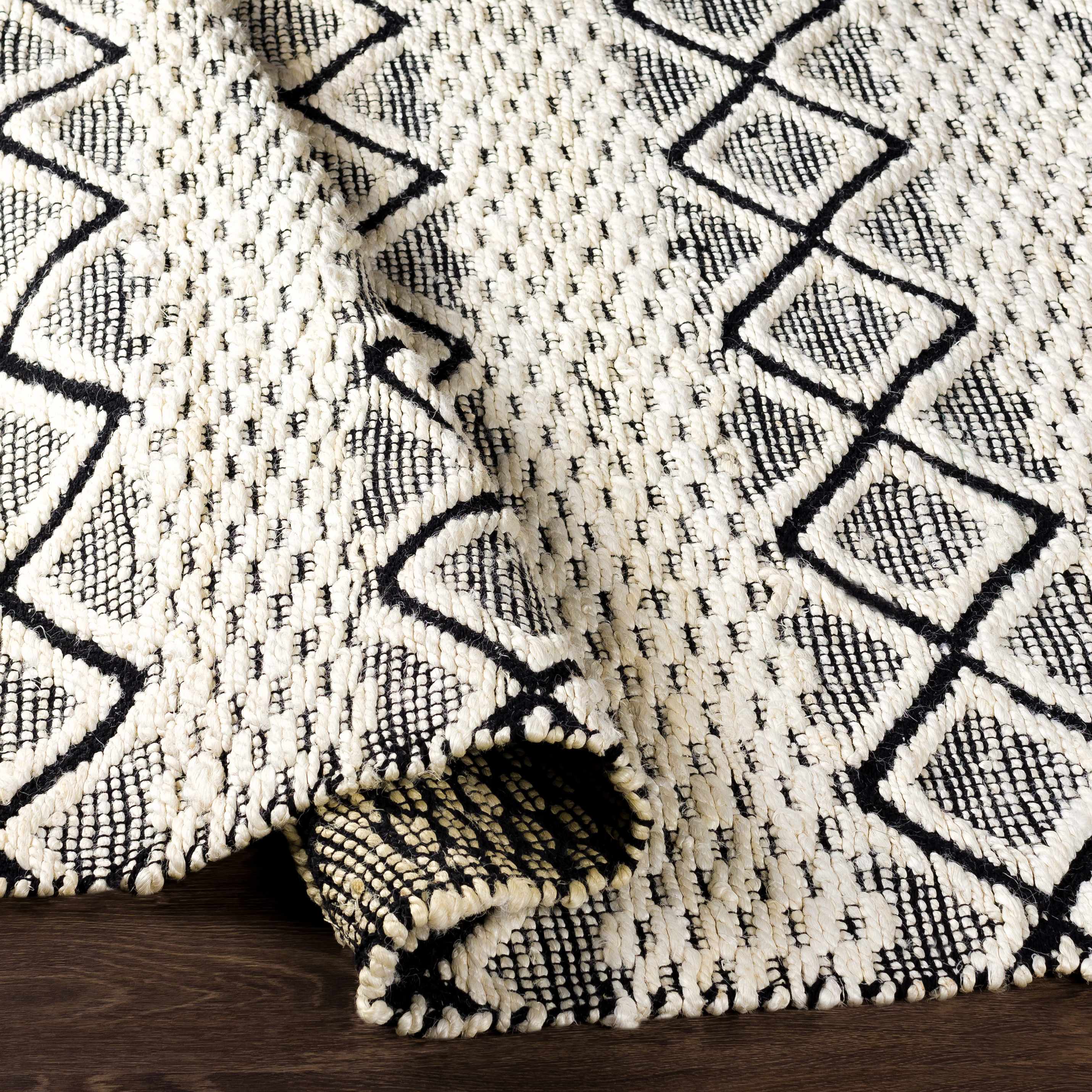 Hauteloom Mescal Jute Living Room, Bedroom Area Rug - Bohemian, Transitional - Cream, Black - 6' x 9'