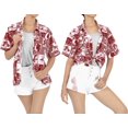thumbnail image 2 of HAPPY BAY Women's Casual Beach Blouses Shirt Collared Blouse Short Sleeve Button Down Dress Tee Shirts Hawaiian Tops for Women S Hula Aloha, Red, 2 of 4