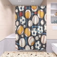thumbnail image 2 of Ryvnso 4 Pcs Baseball Football Bathroom Shower Curtain Set with 12 Hooks Bath Mat Toilet Lid Cover, 2 of 8