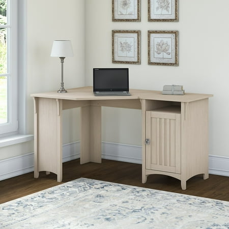 UPC: 0042976102838 | Bush Furniture Salinas Farmhouse 55W Corner Computer Desk with Storage in Antique White