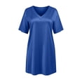 thumbnail image 6 of Sakmal Cute Moomoos for Women Sleep Blue Short Mumu Dress Short Sleeve Patchwork Nightgowns for Women, 6 of 9