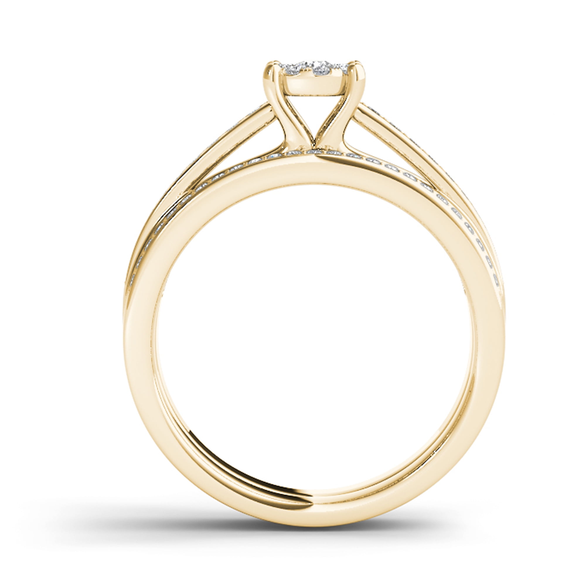 3/8 Carat T.W. Diamond 10kt Yellow Gold Cluster Engagement Ring Set