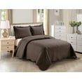 thumbnail image 1 of Home Collection 2Pc Twintwin Xl Over Size Elegant Embossed Bedspread Set Light Weight Solid Dark Brown New, 1 of 4