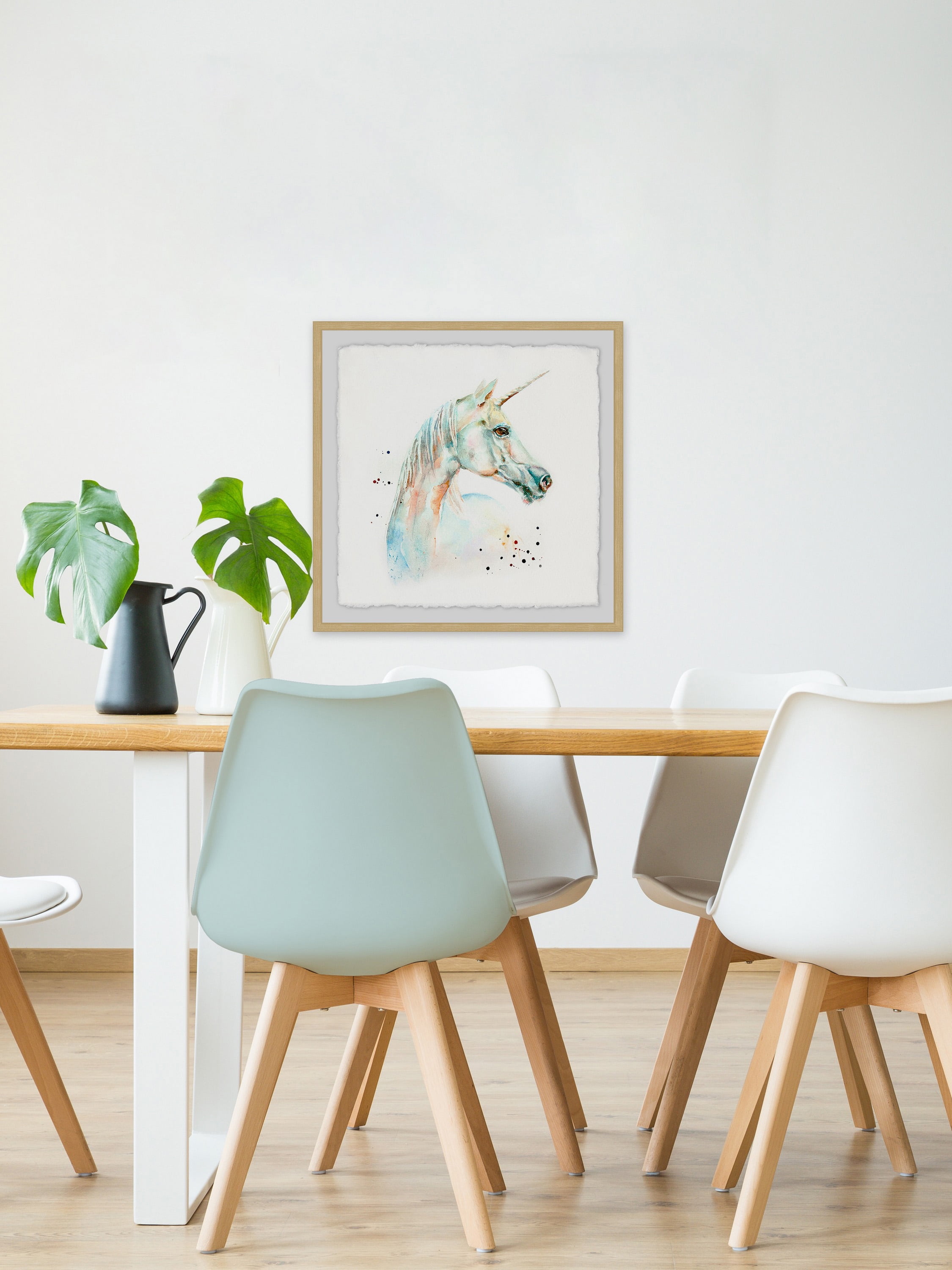 Watercolor Unicorn Framed Painting Art Print, 32.00" x 1.50"