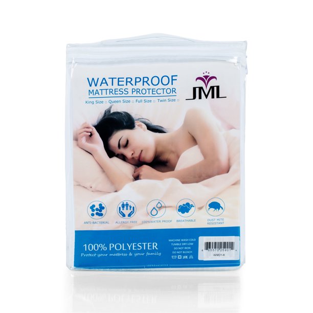 JML Queen Size 100 Waterproof Mattress Protector, Microfiber Antibacterial, Hypoallergenic