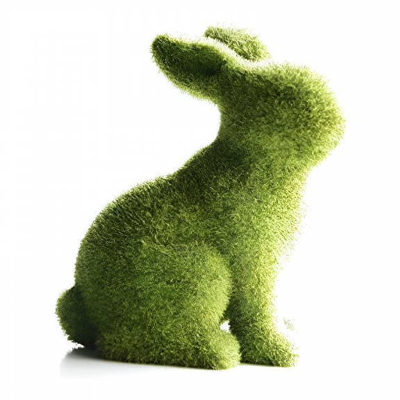 LAMIRO 1Pc Easter Furry Flocked Bunny Garden Decorations Artificial Moss Rabbit Easter Décor Figurines Tabletop Ornament (Green Sitting, One Size)