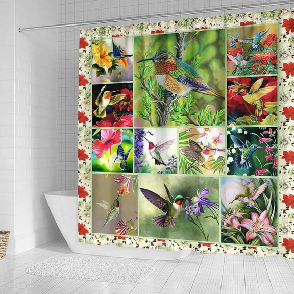 Hummingbird Shower Curtain, Shower Curtain TH388SHSC - 71x74 inches
