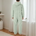 thumbnail image 5 of Men's Hooded Onesie Pajamas Lightweight Fuzzy Fleece Zip Up Jumpsuit Long Sleeve One Piece Pjs Romper Warm Loungewear with Pocket, 5 of 6