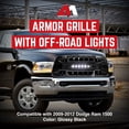 thumbnail image 2 of AMERICAN MODIFIED Grille d'Armure pour 2009 à 2012 Dodge Ram 1500, Noir Brillant, 2 of 12