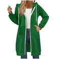 thumbnail image 6 of UngA Long Fleece Hoodies for Women Long Sleeve Fall Long Tunic Hooded Sweatshirt Oversized Fleece Jacket With Pockets Fall Coats 2025 Women Zip Up Hoodie (Green,3XL), 6 of 7