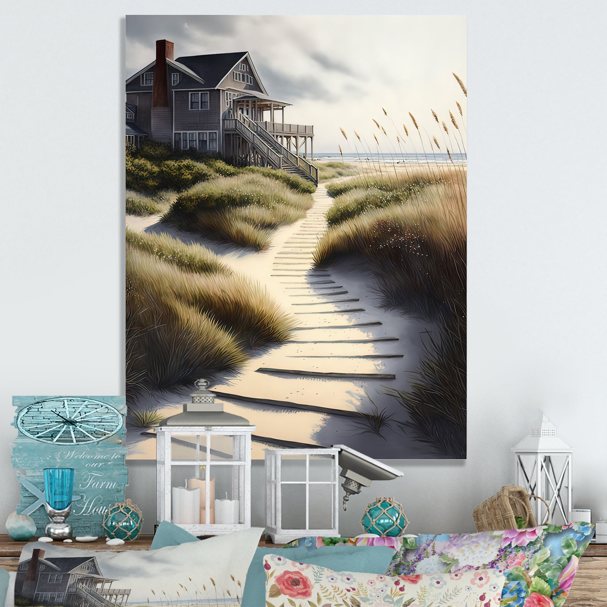 Designart Path To Beach House IV Canvas Wall Art