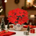 thumbnail image 4 of Christmas Poinsettia Bouquet, 13.78 Inch Flannel Fake Flowers for Holiday Decor, 7-Branch Simulation Greenery Potted Plant for Table Centerpiece, Mantle, Festive Vase Filler, Long-Lasting, 4 of 6