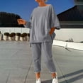thumbnail image 2 of BiZtdJrK Two Piece Sets for Women Oversized Casual Outfits Crewneck Drop Shoulder Long Sleeve Tops and Trousers Pants Tracksuits Gray XXL, 2 of 9
