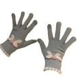 thumbnail image 2 of Guantes de punto para mujer con pantalla táctil, hilo acrílico de invierno para mayor calidez, diseño de lazo, 1 par, azul, rosa, beige, morado, gris, caqui, 12 x 23 cm, 2 of 7