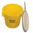 thumbnail image 4 of 20 Gallon Plastic Drum with Lid, Metal Lever-Lock, 20.4"x20.9", Salvage Drum Made of Durable, Lightweight HDPE, Withstands Weather and Chemicals, Made in USA, Yellow, 1654, 4 of 6