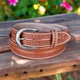 thumbnail image 5 of Western Leather Belt for Men Tooled Cowboy Handmade Belt Embossed 1.5” Wide with Removable Buckle, 5 of 8