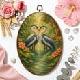 thumbnail image 6 of Oval Framed Wall Art Pair Blue White Herons Tropical Pond Vibrant Flowers Canvas Wall Art Oval Vintage Wall Decor Prints Hanging Decor for Home Bedroom Living Room Office 8"x11.4", 6 of 7