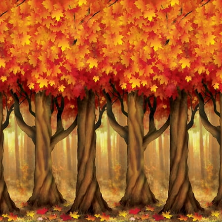 Image of Beistle Pack of 6 Brown Fall Trees Photo Backdrop Party Decoration 30