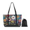 thumbnail image 7 of FORMRS Canvas Laptop Tote Bag for Women with 15.6" Computer Compartments Shoulder Handbag, Blue Colorful Flowers, 7 of 7