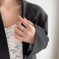 thumbnail image 5 of Anillo cuadrado vacío, temperamento de moda retro para mujer, anillo de apertura irregular, anillo de dedo índice de hip-hop, anillo geométrico, 5 of 5