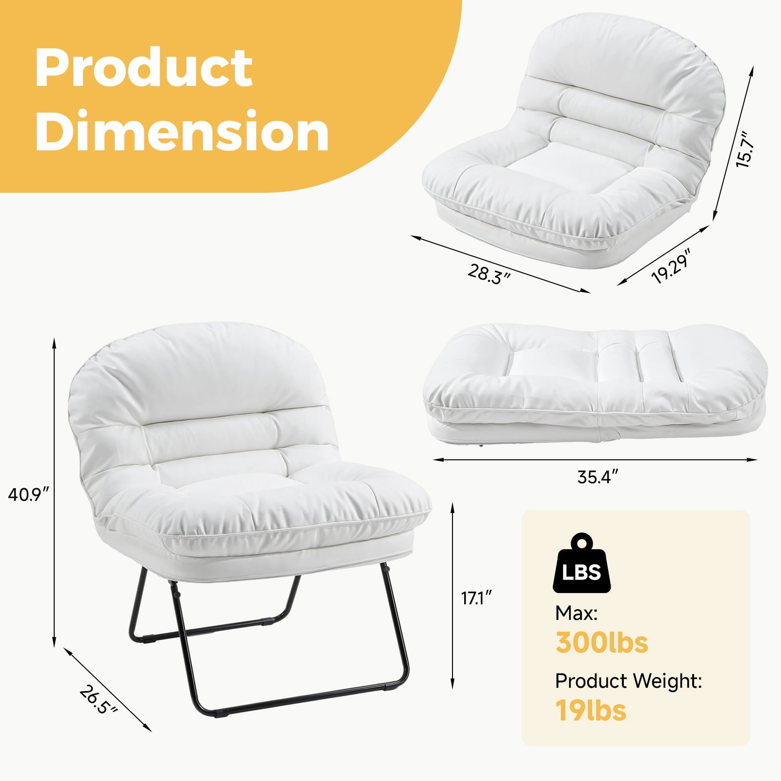 Gianna Foldable Living Room Chair, Portable Multi-Functional Floor Chair for Gaming, Reading, Lounging & Meditation, Ideal for Living Rooms, Bedrooms & Camping