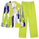 thumbnail image 1 of Puntoco Conjunto De Pijamas De Pantalones Y tops Casuales De Manga Larga Con Estampado De Moda Informal Para Mujer (1 top + 1 Pantalón) Conjunto De Solapa De Manga Larga Amarillo M, 1 of 4