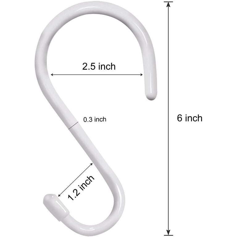 Large Heavy Duty White S Hooks for Hanging, 6 inch Non Slip Vinyl Coated  Metal Closet S Hooks for Hanging Plants Outdoor Lights and Kitchen Pot Pan