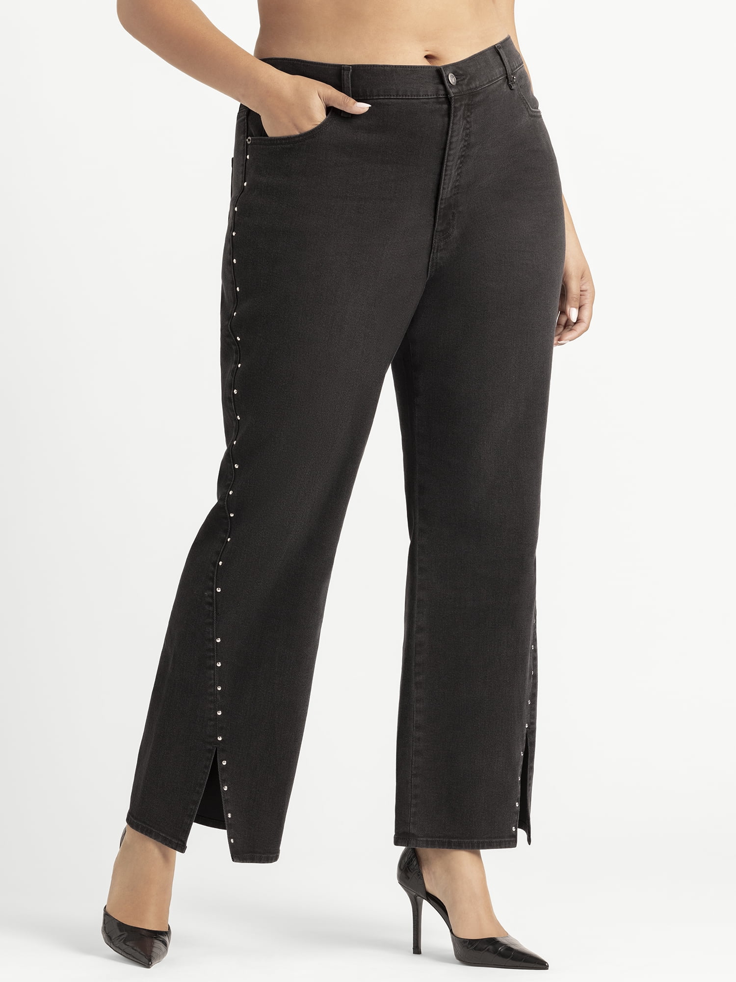 Jessica Simpson Women's Plus Rosa Mid Rise Relaxed Straight Jeans, Sizes 16W-24W