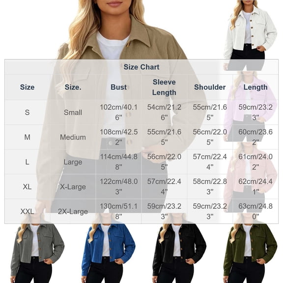 Maean Women's Corduroy Button down Crop Jackets Fall Dressy Casual Collared Long Sleeve Jacket Outerwear