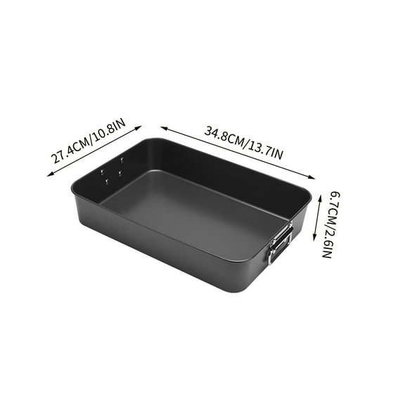 Tunhigl Nonstick Rectangular Baking Tray - Large Roast Pan for Oven, Perfect for Lasagna, Chicken, Turkey, and More - Durable Carbon Steel with Handles Black